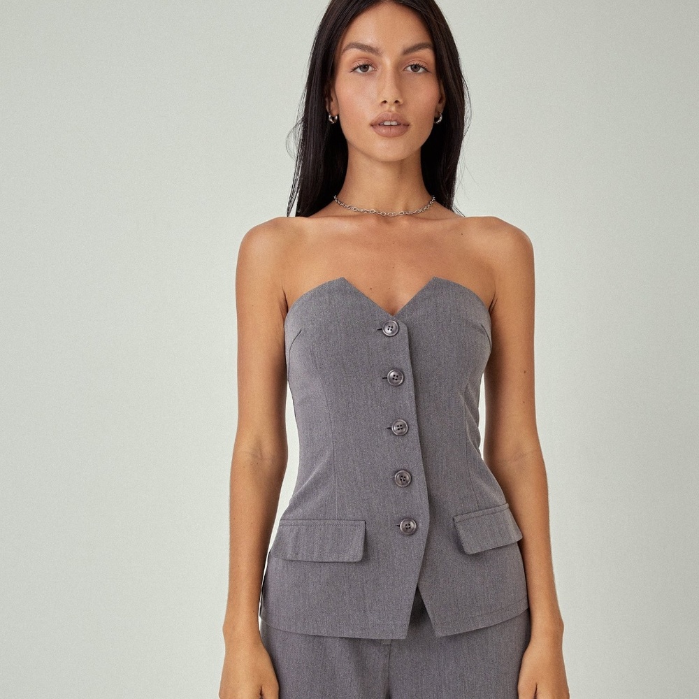 NWT Lavan Corset Top from Motel Rocks - small - never worn, gray charcoal color